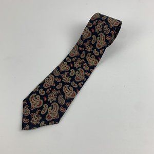 Brooks Brothers 1818 Men's Navy Blue/Red Paisley Patterned 100% Silk 54” Necktie